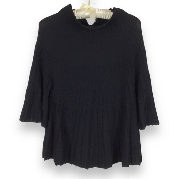 Liviana Conti Pleated Mock Neck Swing Sweater Bell Sleeves size S - Picture 3 of 6